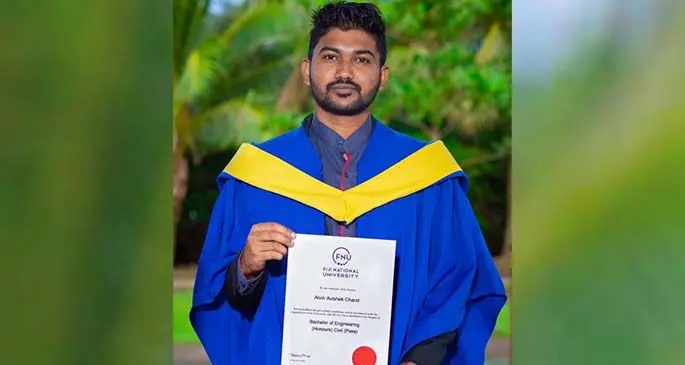 Alvin Chand, Bachelor of Engineering (Honours) Civil student from the Fiji National University.