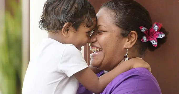Rewa Disable Women's group member Monika Naimoso with her three  year-old daughter Ema Lani during International Women's day celebration at Grnad Pacific Hotel on March 8, 2022. Photo: Ronald Kumar.