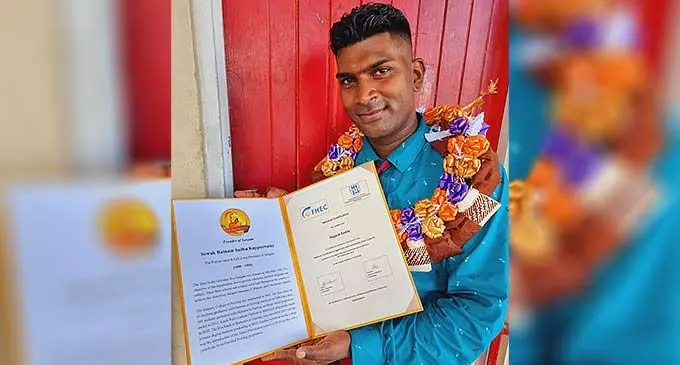 Nagesh Reddy, 29, graduated with a National Certificate in Aged Care and Community Care (Level 3) from the Sangam Institute of Technology (SIT) College of Nursing and Health Care Education on December 20, 2022 in Labasa. Photo: Sampras Anand