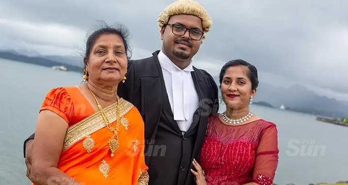 Ravinesh Lal (middle) with his mother Bidya Kumari and wife Komal Prasad. Photo: Wati Talebula-Nuku