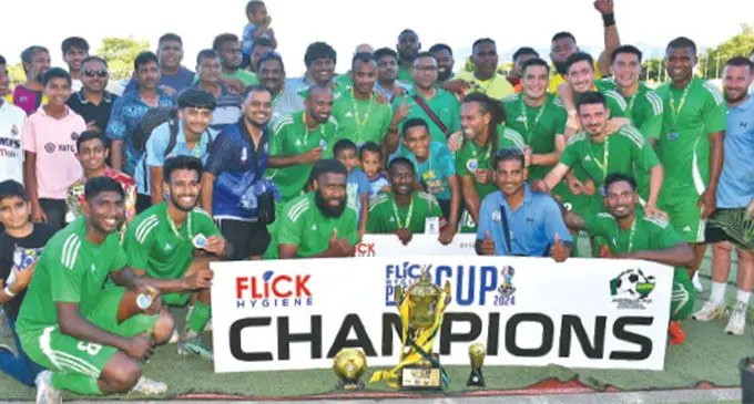 Auckland All-Stars players, officials and fans after successfully defending the Pacific Community Cup at Lautoka's Churchill Park on Dcecember 1, 2024. PHOTO: Waisea Nasokia