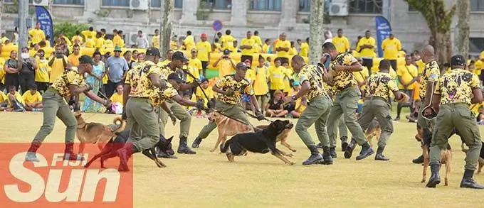 Fiji Corrections Service K9 unit put a display during their annual yellow ribbon walk at Albert park on October 31, 2020. Photo: Ronald Kumar.