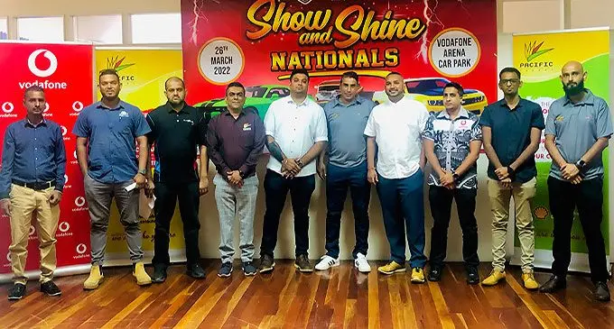Fiji Motorsports Association team with sponsors for the Show and Shine Nationals event, during the announcement of the event on March 14, 2022, at Suva Business Center.