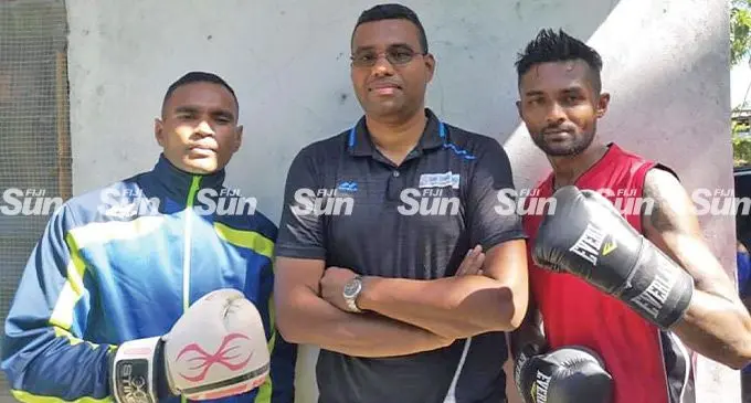 From left: Ronald Naidu, promoter Allen Kumar and Rahul Kumar. Photo: Waisea Nasokia