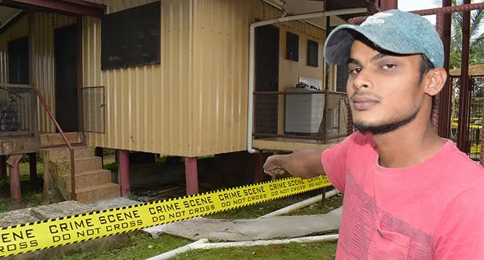 Avinesh Chand shows the home that was cordoned off by Police on May 19, 2020. Photo: Ronald Kumar
