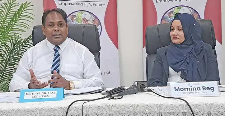 (Left) Tertiary Scholarship and Loans Service (TSLS) chief executive officer Hasmukh Lal