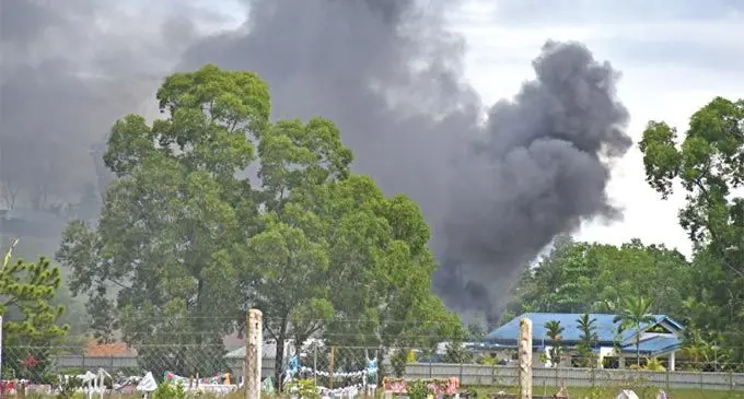 Black smoke billows from the crematorium in Davuilevu as the Fiji Police Force team continues to destroy methamphetamine on February 27, 2025. Photo: Ronald Kumar 