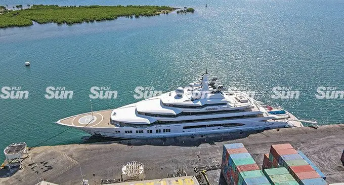 Amadea the super yacht docked at the Lautoka Wharf  Photo :Leon Lord