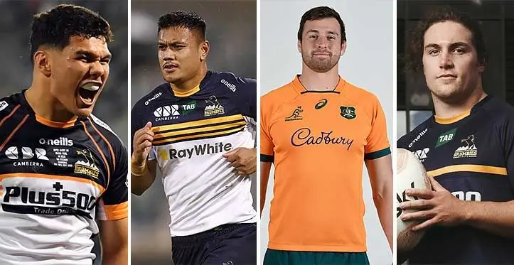 From left: Noah Lolesio, Len Ikitau, Nick Frost and Lachlan Lonergan. 