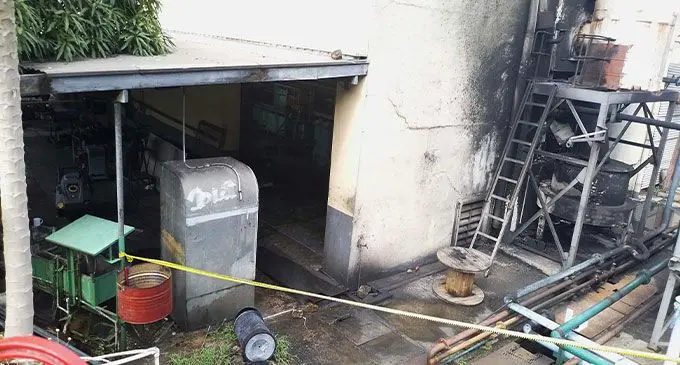 The fire scene at the Energy Fiji Limited Labasa Power Station in Cawaira on February 26, 2024. Photo: Jone Salusalu