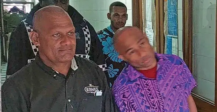Saimoni Seru (right) at the High Court in Lautoka.