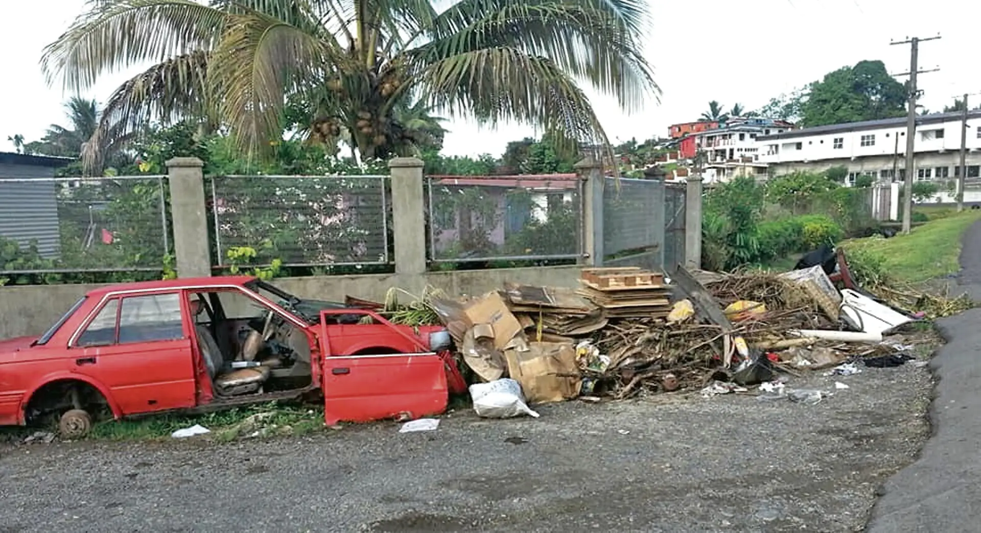 Pile of rubbish lying alongside the road in Maqbool Road in Valelevu, Nasinu on February 4, 2018. Photo: Ranbeer Singh