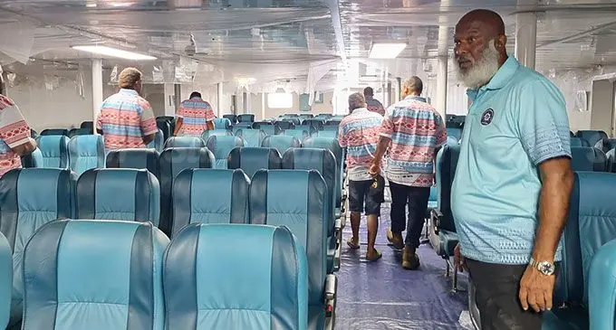 Goundar Shipping managing director George Goundar inside the new passenger vessel Lady Daya that arrived at Port Mua-i-Walu in Walu Bay, Suva yesterday. Photo: Laiseana Nasiga