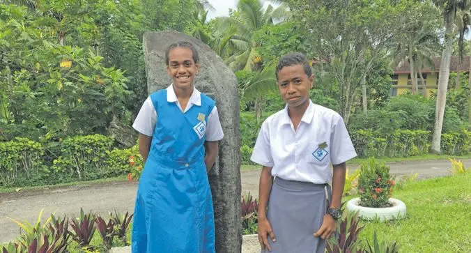 Stella Maris Primary School head girl Selina Kubunavanua and head boy Silio Bale after their induction on February 1, 2019. Photo: Swashna Chand