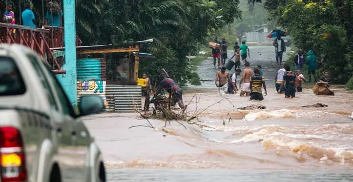 Residents of Qauia settlement, Lami during the heavy rain on November 13, 2023. Photo: Leon Lord