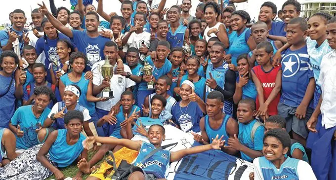 St John’s College Cawaci students celebrating their Ovalau zone win in Cawaci on March 21, 2019.Photo: Manhar Vithal