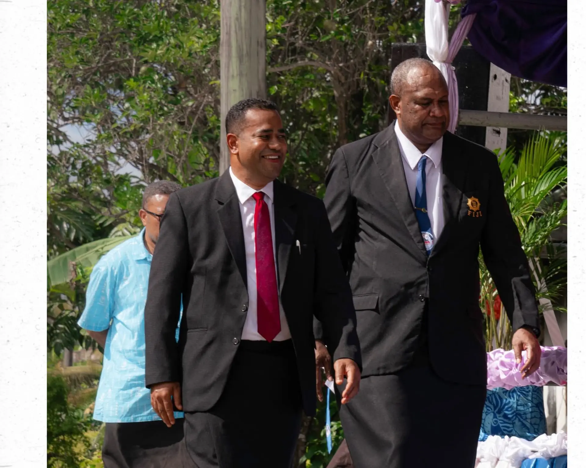 Minister Filimoni Vosarogo with Commander Joint Task Force Command Brigadier General Manoa Gadai with villagers and stakeholders at Navoci Village, Nadi. 