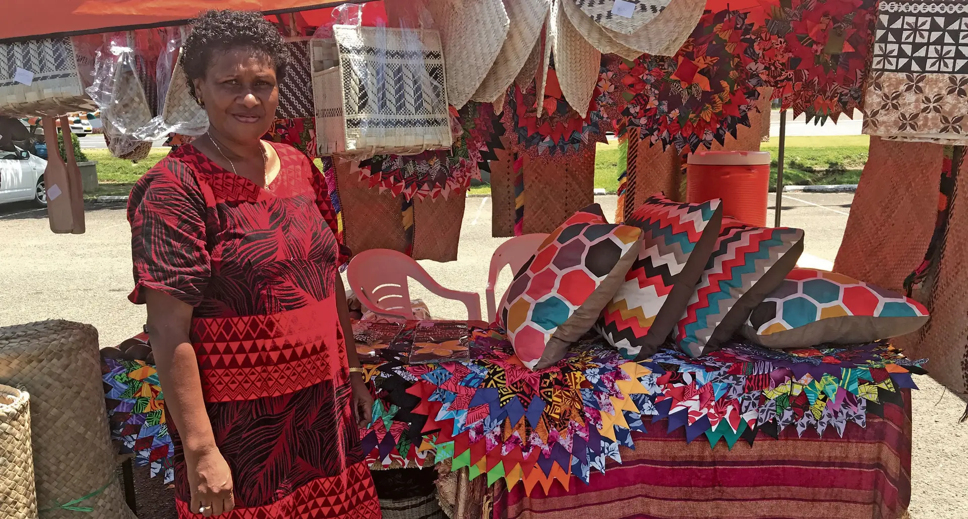 49-year-old Milika Baikeirewa of Navatuvula Centre in Sawani, Naitasiri at the South Pacific Business Development market day yesterday. It was held at the FMF gym carpark, Laucala Bay, Suva. Photo: Joseva Veibataki.