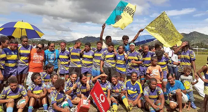 Shiri Guru Nanak Khalsa College Under-18 girls team after winning the Northern Secondary Schools Rugby Zone One com­petition at All Saints Secondary School ground in Labasa on September 3, 2022. Photo: Supplied 
