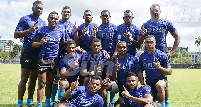 The Fiji Airways Fijian 7s team for the Oceania Rugby 7s Championship which starts today at the ANZ Stadium, Suva. Front: (from left) Napolioni Bolatolu, Filimoni Botitu. Middle: Simione Kuruvoli, Apenisa Cakaubalavu, Waisea Nacuqu, Rusiate Matai. Back: Sevuloni Mocenacagi, Terio Tamani, Meli Derenalagi, Isoa Tabu,Aminiasi Tuimaba, Kavekini Tabu, Josua Vakurunabili. Photo: Ronald Kumar