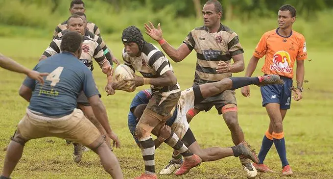 Rewa second five eight Vilive Ladiniwasa on attack against Nadi at Burebasaga grounds on May 21, 2022. Photo: Ronald Kumar.
