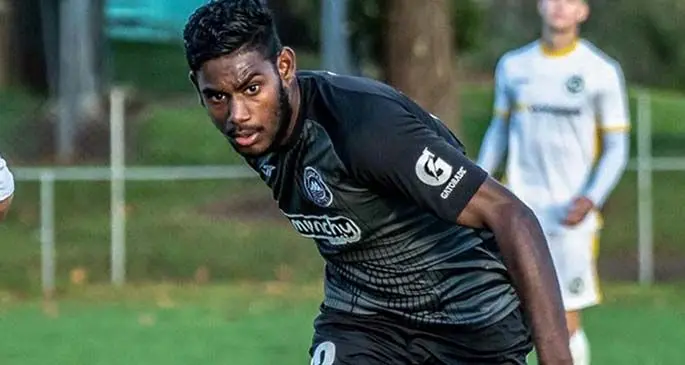 Former Ba defender Kishan Sami during a trial match with the Manukau United FC in Auckland, New Zealand. The 20-year-old has signed up with the club yesterday. Photo: Manukau United FC