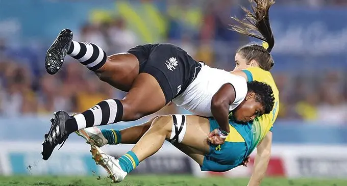 Fiji Airways Fijiana 7s captain Rusila Nagasau makes a tackle against Australia in last year’s HSBC World Sevens Series. Photo: Zimbio