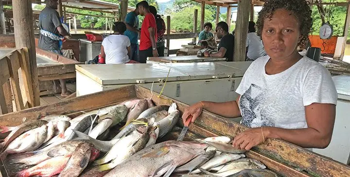 Olivia Tabua ena nona teveli ni volitaki ika ena makete e Labasa. Veitaba: Shratika Naidu