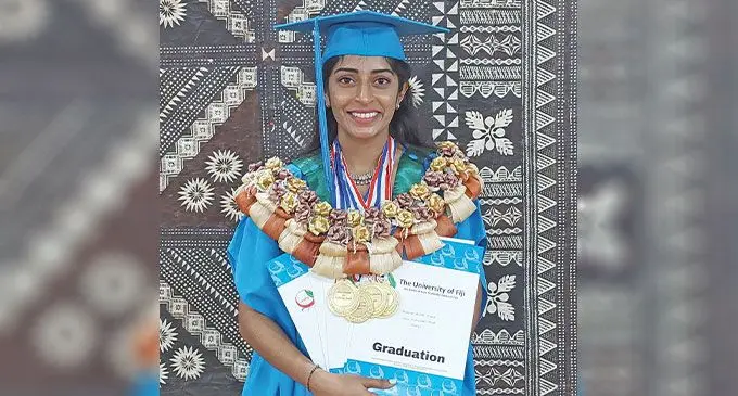 Arishma Chand graduated with Bachelor of Sciense and scooped four medals. Photo: Salote Qalubau