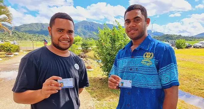 (From Left) Brothers Leone Vodotagitagi, 21 and Keni Bukarau, 19, after casting their votes on December 14, 2022. Photo: Sampras Anand