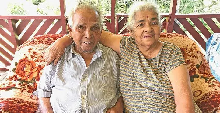 Ram Prit Sharma, 95, with wife Chandra Wati, 86 in Boubale, Labasa, on may 11, 2023. Photo: Shratika Naidu