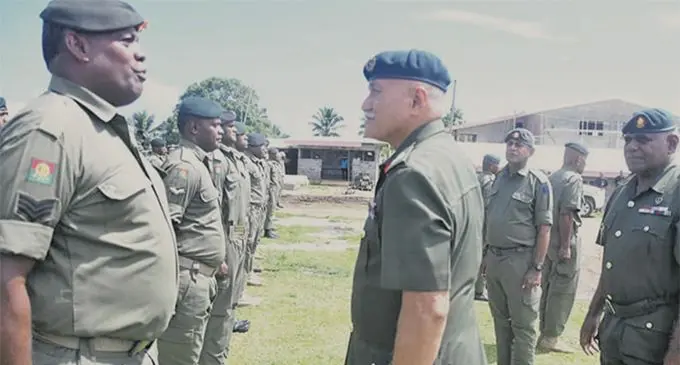 President Major General (Ret’d) Jioji Konrote visited the RFMF Engineers working on Rotuma’s new hospital. Photo: DEPTFO News