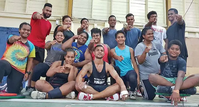 Fiji Weightlifting athletes during a training session at the National Fitness Centre in Suva. Photo: Weightlifting Fiji