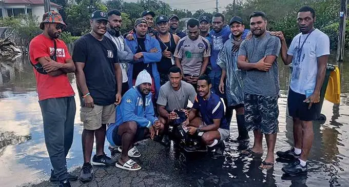 Some of the Fijian labourers in Lismore, Australia, on March 30, 2022, are ready to help evacuate their flooded neigbours.  Photo: Usaia Vitiliai 