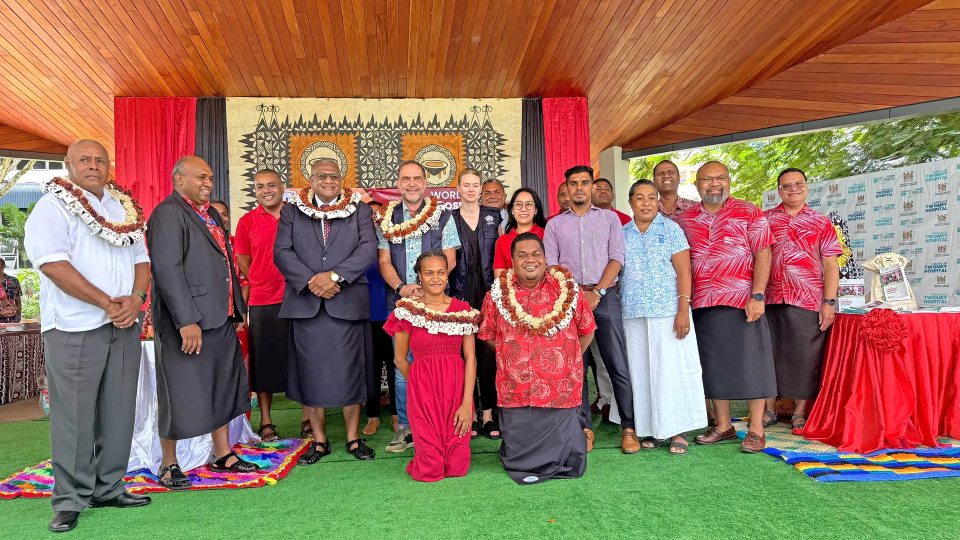 Assistant Minister for Health and Medical Services Honourable Penioni Ravunawa with health officials at the launch of the Fiji National TB Management Guidelines – 5th Edition (2025) during World Tuberculosis Day celebrations at Ratu Sukuna Park, Suva.