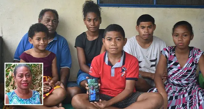 The late Anisi Kube’s father Temesi Tuwai with his grandchildren Ana Sakele, Mere Rasivo, Inoke Radriu, Maciu Ratumaitavuki and Sera Bale at their home in Vadravadra Village, Ba on July 10, 2022. Photo: Salote Qalubau