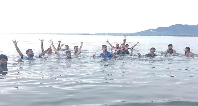 Members of the Maigania Muslim football team having a recovery session. Photo: Waisea Nasokia