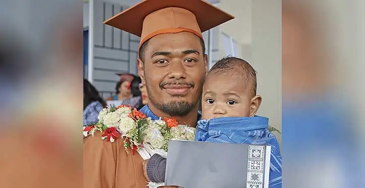 University of the South Pacific graduate Semisi Taumoepeau Sauliga during the USP graduation ceremony at the Vodafone Arena in Suva on August 31, 2023. Photo: Fariya Khan