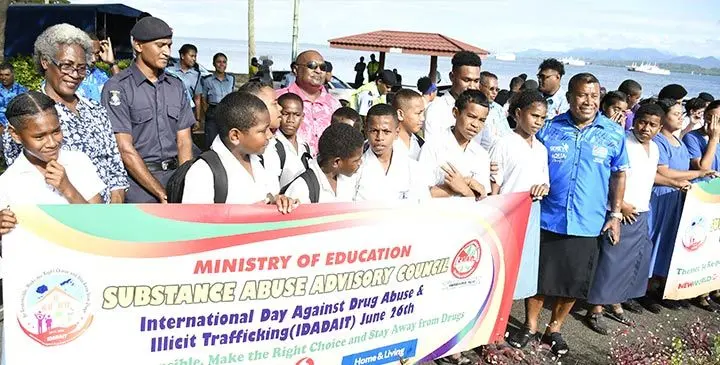 Waisale Serevi (front in blue shirt), in Suva on June 30, 2025. Photo: Ronald Kumar