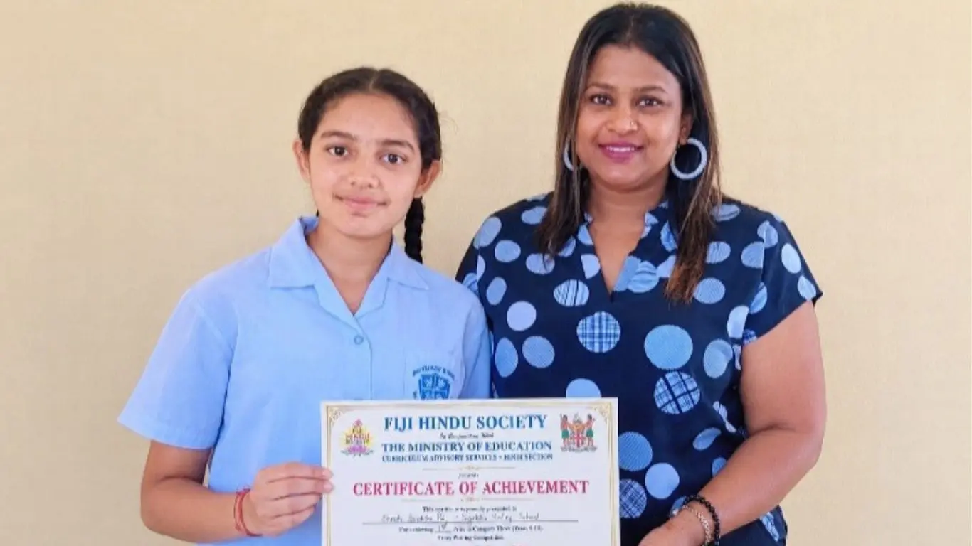Shruti Sonakshi Raj with her teacher Arti Mani.