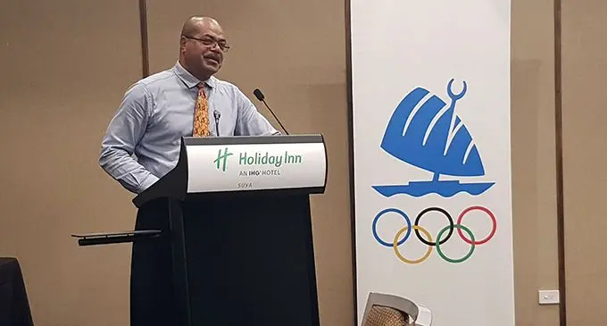 Permanent Secretary for Sports Maretino Nemani during the Fiji Sports Media symposium in Suva on April 23, 2019. Photos: Leone Cabenatabua