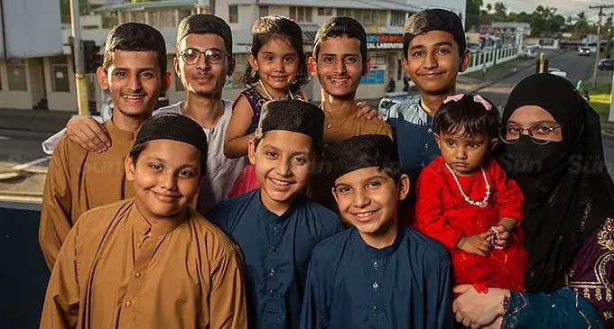 Majid Shahzad with his family starting from top left: Muhammad Sameed, Muhammad Saad, Muskaan Shahzad, Majid shahzad,Tayyab Shahzad, Eshal Fatima, Asma Shahzadi. Second Row: Reesha Fatima, Saeed Shahzad (small front), Muhammad Saud (tall ), Muhammad Mohid, Muhammad Ibaad, Muhammad Ahmad. Photo: Leon Lord