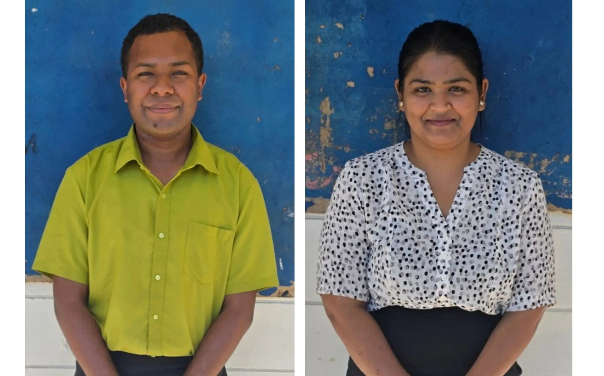 Fiji National University students Isimeli Kuruduadua Kautoga and Irene Ram.