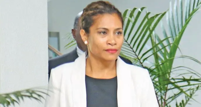 Opposition MPs, Lynda Tabuya (left), and Ratu Suliano Matanitobua outside Parliament on February 17, 2020. Photo: Kelera Sovasiga
