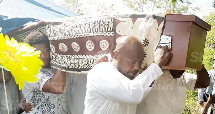 Family members of the late Viliame Ratudradra take his casket to the burial site in Delai Tokuvuci, Tomuka, Lautoka on May 20,2020. Photo.Salote Qalubau 