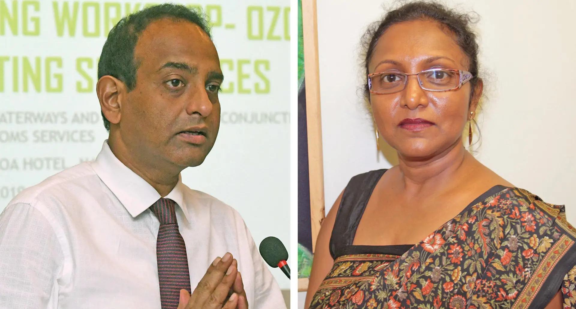 Ministry of Environment Permanent Secretary,  Joshua Wycliffe.(left) and Permanent Secretary for Education Anjeela Jokhan.(Right)  