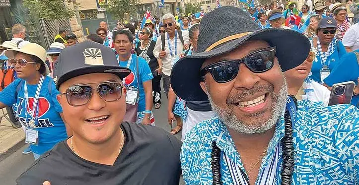 Pastor Apenisa Ralulu (right) and members of the Fijian pilgrim contingent in Israel for the Feast of Tabernacles that started September 30 and ended on October 7.