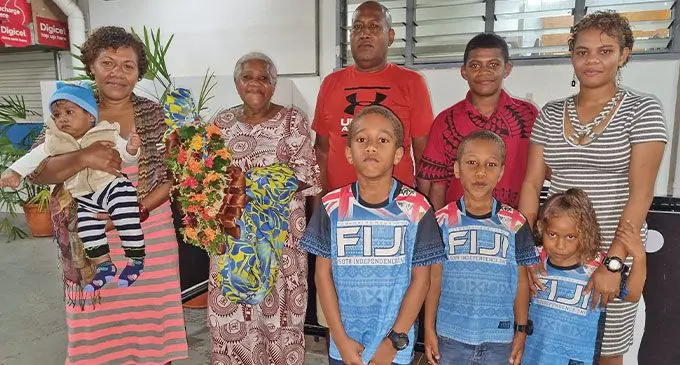 Jeremia Matana’s uncle Savenaca Manulevu (third from left) with the rest of the family from his maternal side. Photo: Laiseana Nasiga