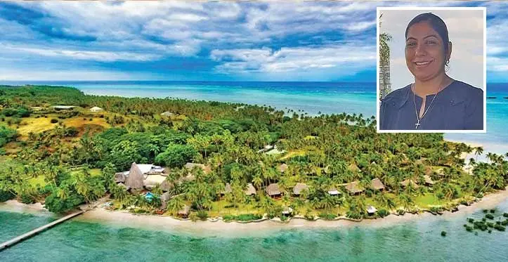 Spa therapist and make-up artist Sarita Murti wants to explore Savusavu for its serene natural environment. Inset: Sarita Murti described her trip to Outrigger Fiji Beach Resort as the best travel experience.