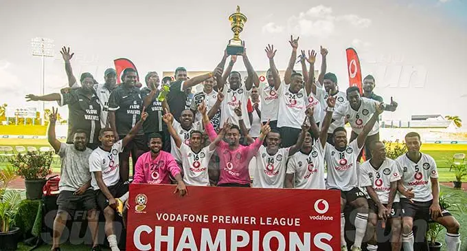 Suva football team crowned the new 2020 Vodafone Premier League Champions at the ANZ Stadium, Suva, on November 8, 2020. Photo: Leon Lord
